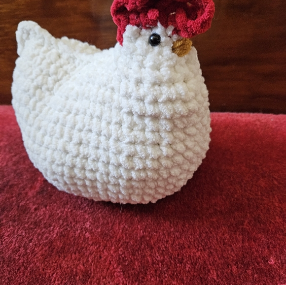 White Chunky Crochet Chicken Rooster amigurumi doll - Picture 10 of 11